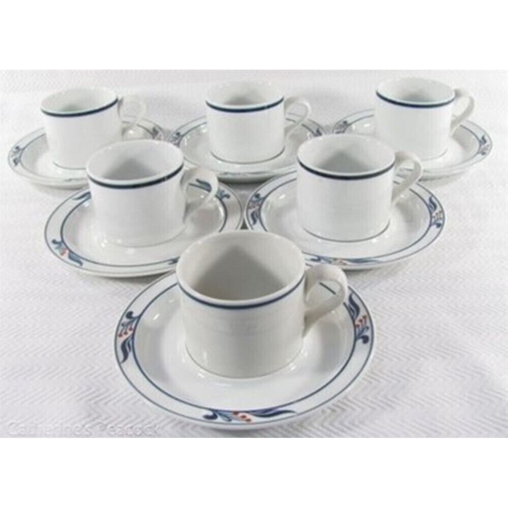 6 Dansk Bistro Niels Refsgaard Maribo Berries Porcelain Cups Saucers Japan Vtg